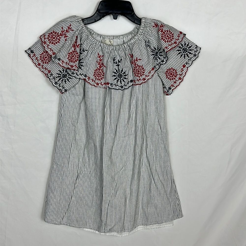 ZARA Girls size 10 Striped Embroidered Dress